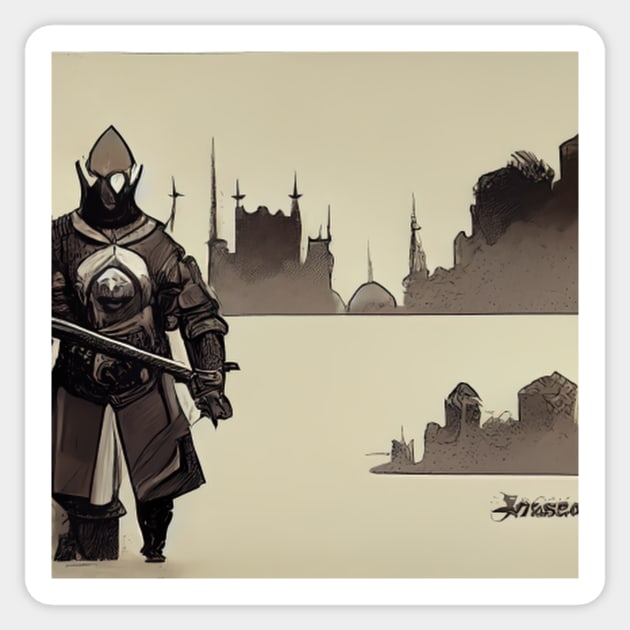 Crusader Assassin | Comics Style Sticker by ComicsFactory